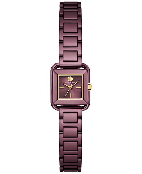 Tory Burch - Women's The Kira Square Purple Stainless Steel Bracelet Watch 18mm
