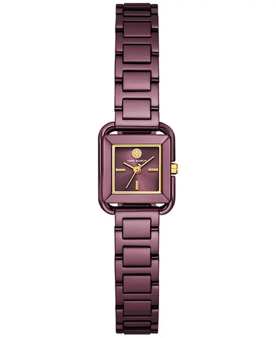 Tory Burch - Women's The Kira Square Purple Stainless Steel Bracelet Watch 18mm