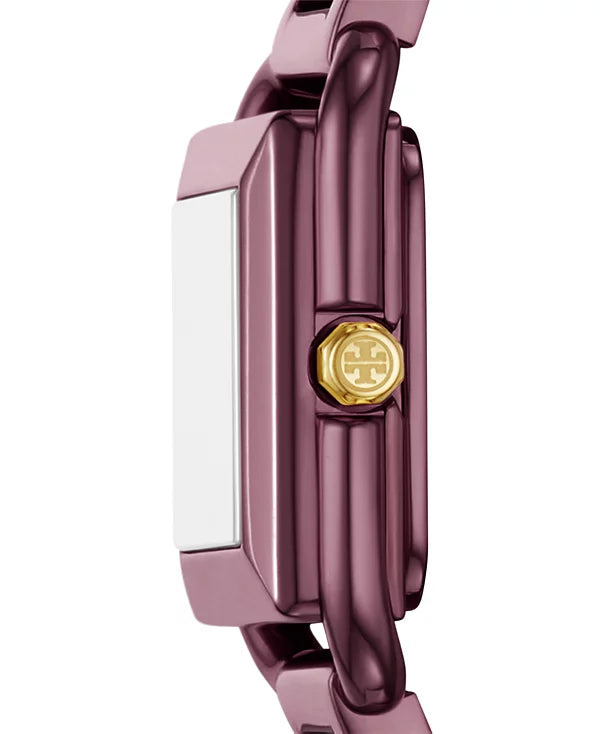 Tory Burch - Women's The Kira Square Purple Stainless Steel Bracelet Watch 18mm