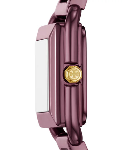 Tory Burch - Women's The Kira Square Purple Stainless Steel Bracelet Watch 18mm