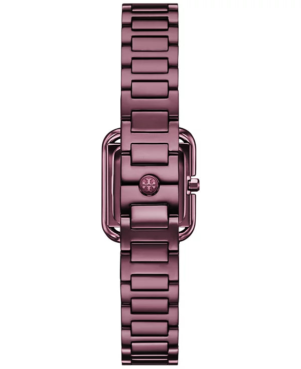 Tory Burch - Women's The Kira Square Purple Stainless Steel Bracelet Watch 18mm