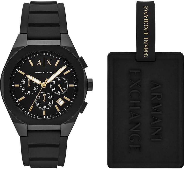 Armani Exchange Watch for Men, Chronograph Movement and 46mm Case Size with Stainless Steel, Leather or Silicone Strap