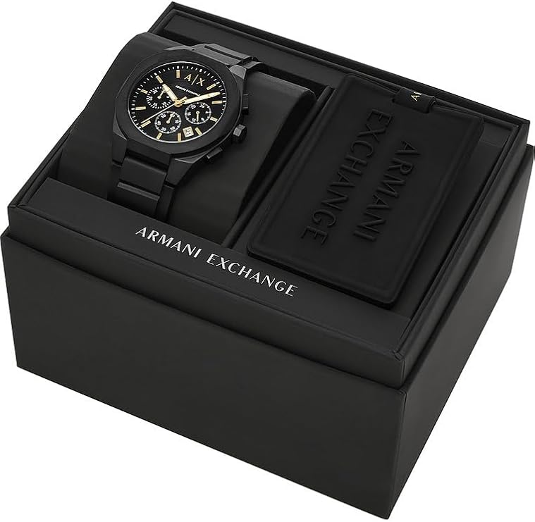 Armani Exchange Watch for Men, Chronograph Movement and 46mm Case Size with Stainless Steel, Leather or Silicone Strap