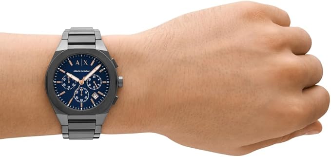 Armani Exchange Watch for Men, Automatic Movement and 46mm Case Size with Stainless Steel, Leather or Silicone Stra