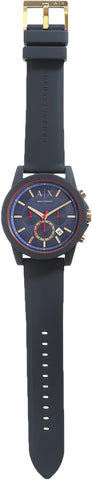 Armani Exchange Men's Stainless Steel Analog-Quartz Watch with Silicone Strap - Blue