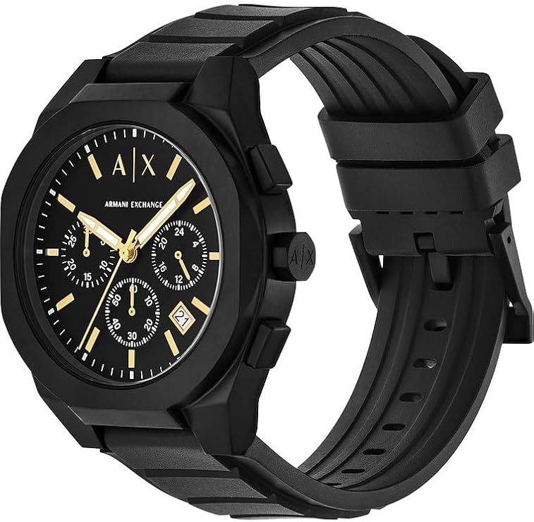 Armani Exchange Watch for Men, Chronograph Movement and 46mm Case Size with Stainless Steel, Leather or Silicone Strap