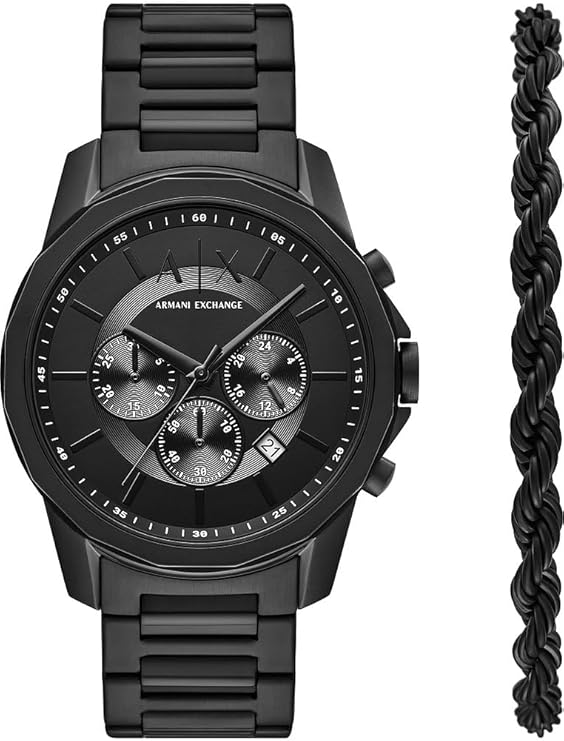 Armani Exchange Watch for Men, Automatic Movement and 46mm Case Size with Stainless Steel, Leather or Silicone Strap