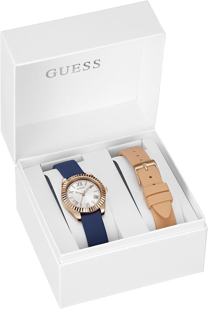Guess Womens Rose Gold Tone Analog Watch Box Set GW0692L2