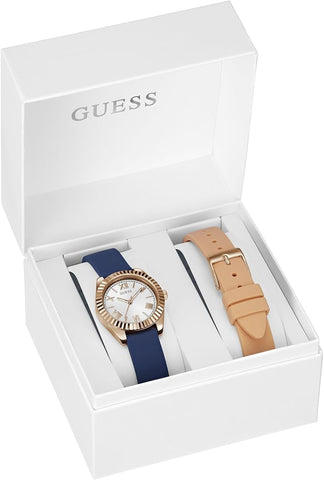 Guess Womens Rose Gold Tone Analog Watch Box Set GW0692L2