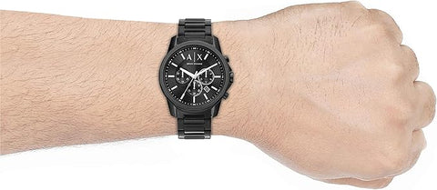 Armani Exchange - Chronograph Dress Watch for Men with Stainless Steel, Silicone or Leather Band - Black