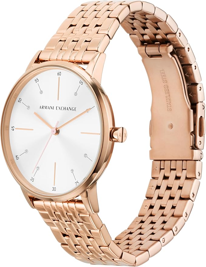 Armani Exchange - Women's Watch, Three-Hand Watch for Women with Stainless Steel or Leather Band