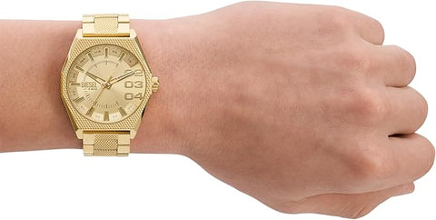 Diesel Scraper Stainless Steel Three-Hand Analog Men's Watch, Color: Gold (Model: DZ2173)