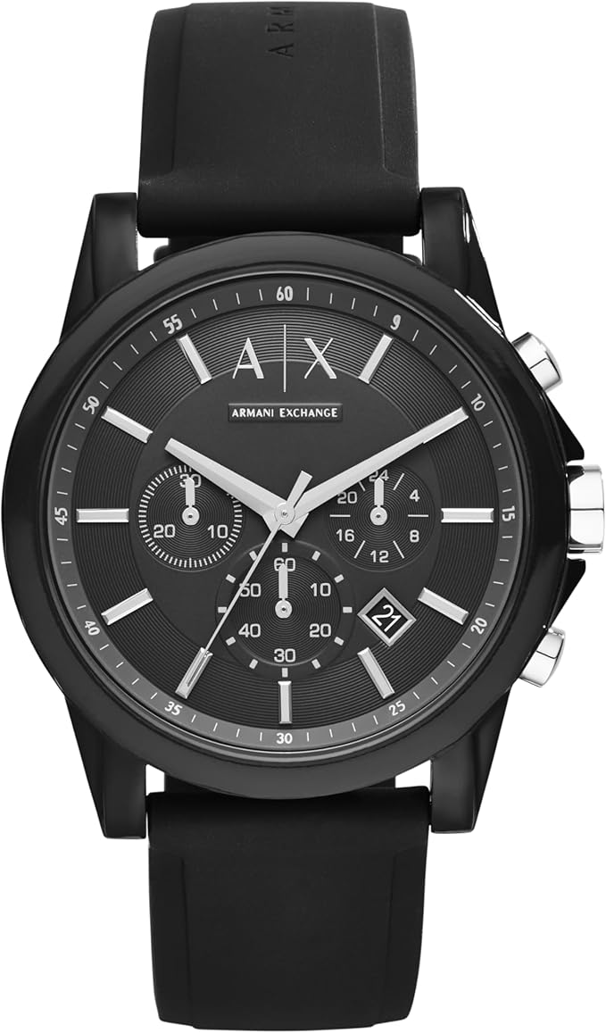 Armani Exchange Men's Stainless Steel Analog-Quartz Watch with Silicone Strap - Black