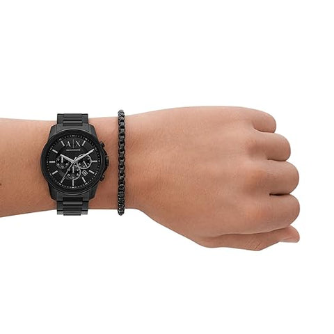 Armani Exchange Stainless Steel Analog Black Dial & Band Men's Watch-Ax7153Set