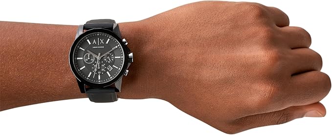 Armani Exchange Men's Stainless Steel Analog-Quartz Watch with Silicone Strap - Black