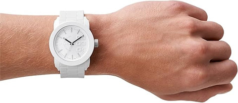 Diesel Double Down Silicone Three-Hand Analog Men's Watch, Color: White (Model: DZ1436)
