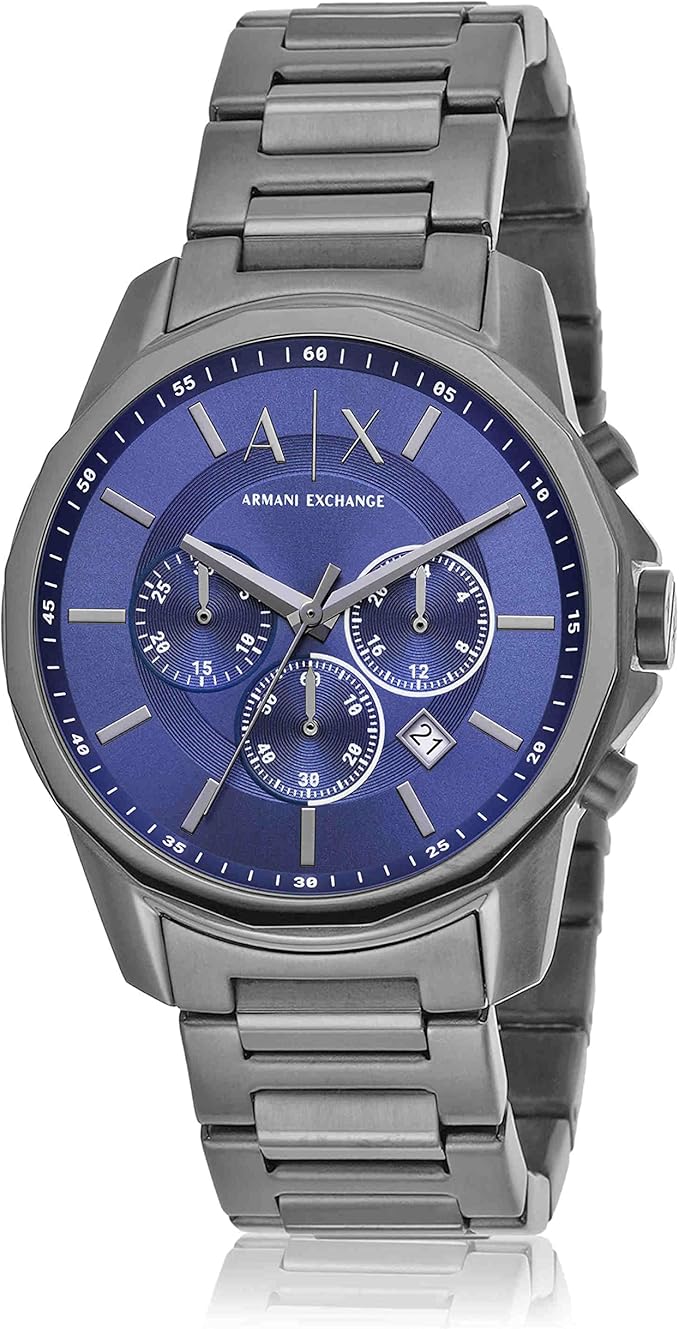 Armani Exchange - Chronograph Dress Watch for Men with Stainless Steel, Silicone or Leather Band - Gray