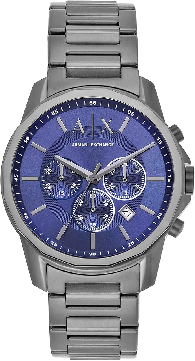 Armani Exchange - Chronograph Dress Watch for Men with Stainless Steel, Silicone or Leather Band - Gray