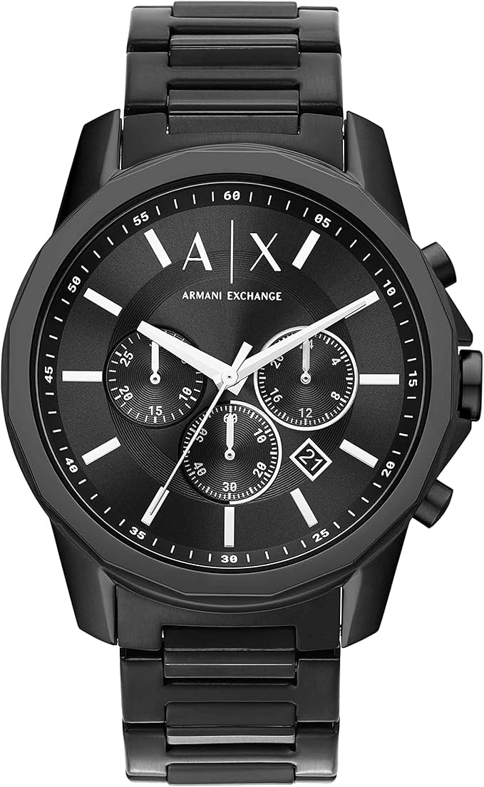 Armani Exchange - Chronograph Dress Watch for Men with Stainless Steel, Silicone or Leather Band - Black