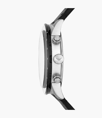 Emporio Armani Men's Chronograph Black Leather Watch