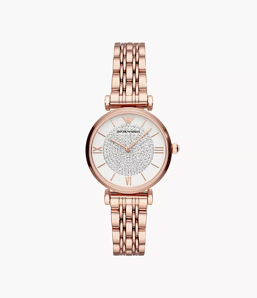 Emporio Armani Women's Two-Hand Rose Gold-Tone Stainless Steel Watch