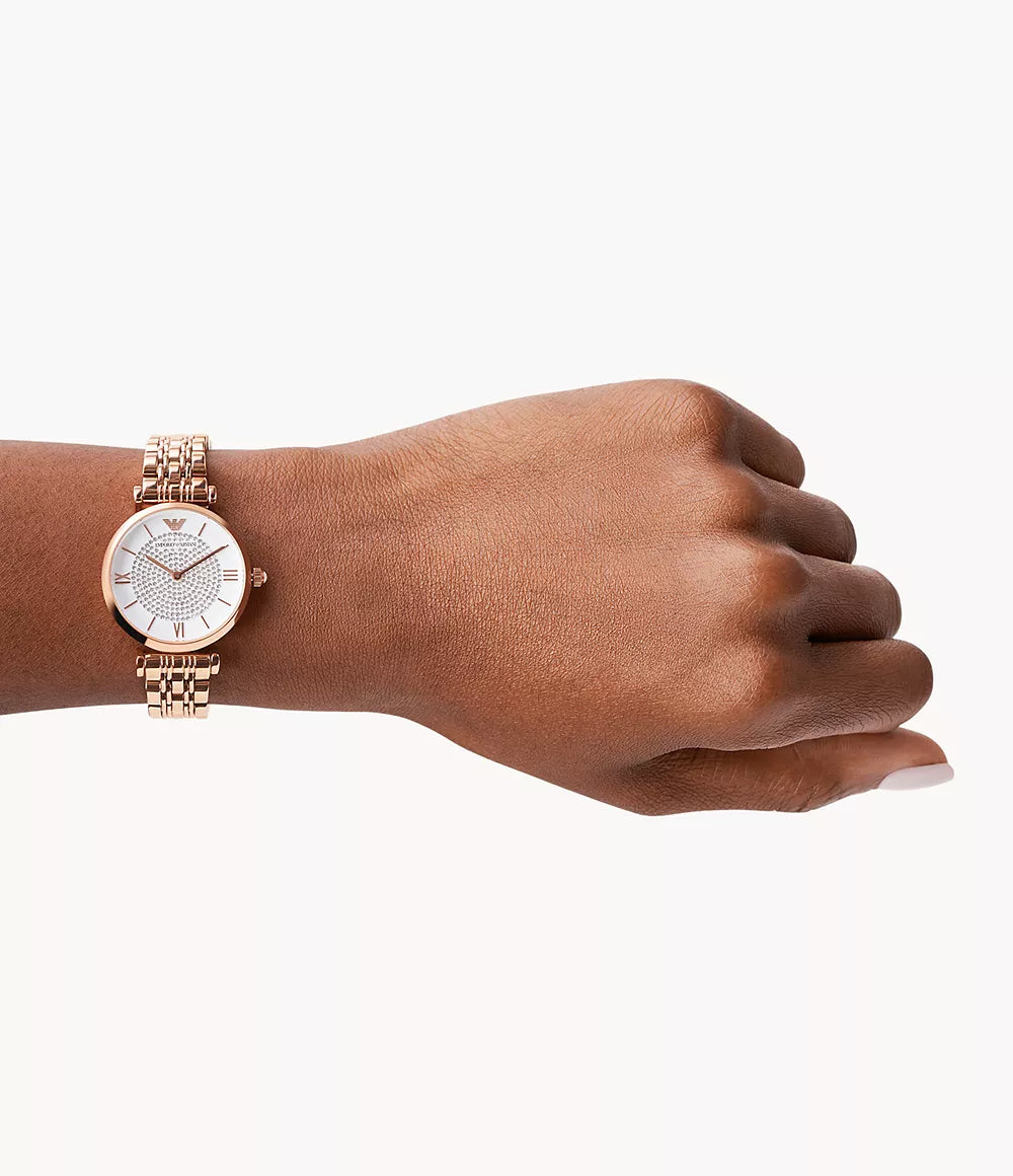 Emporio Armani Women's Two-Hand Rose Gold-Tone Stainless Steel Watch