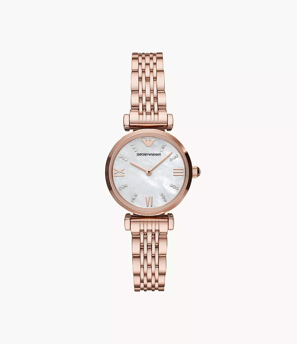 Emporio Armani Two-Hand Rose Gold-Tone Stainless Steel Watch