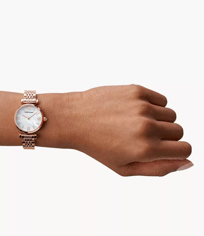 Emporio Armani Two-Hand Rose Gold-Tone Stainless Steel Watch