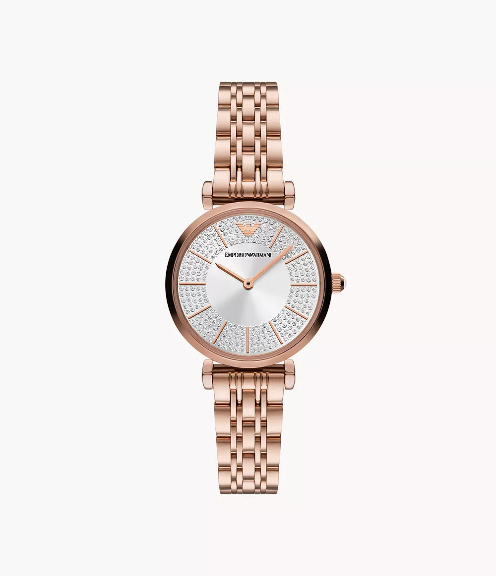 Emporio Armani Two-Hand Rose Gold-Tone Stainless Steel Watch