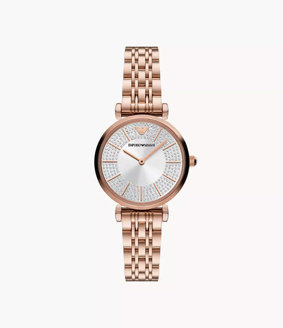 Emporio Armani Two-Hand Rose Gold-Tone Stainless Steel Watch