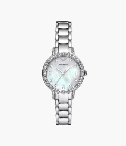 Emporio Armani Three-Hand Stainless Steel Watch - Silver