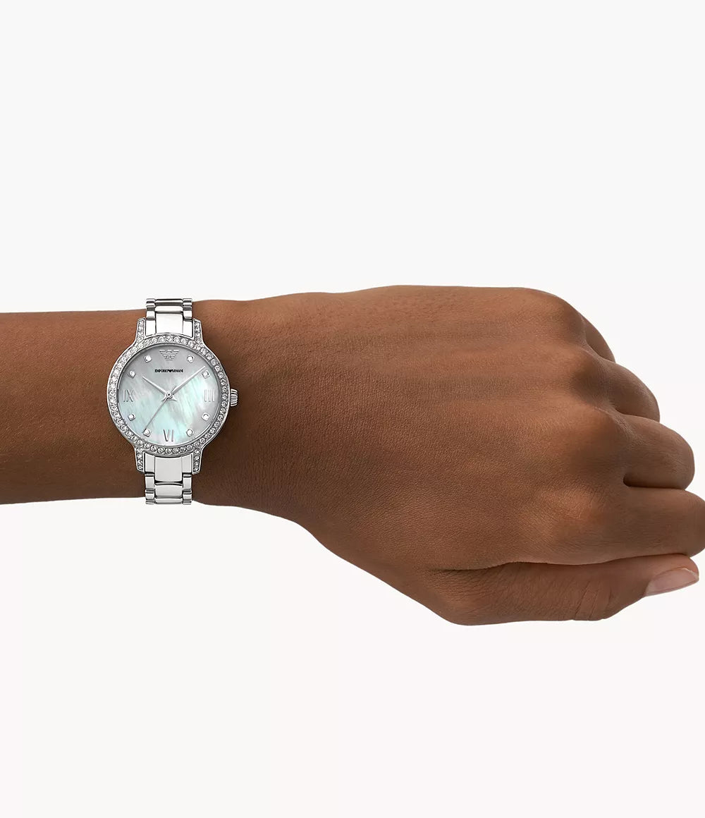 Emporio Armani Three-Hand Stainless Steel Watch - Silver