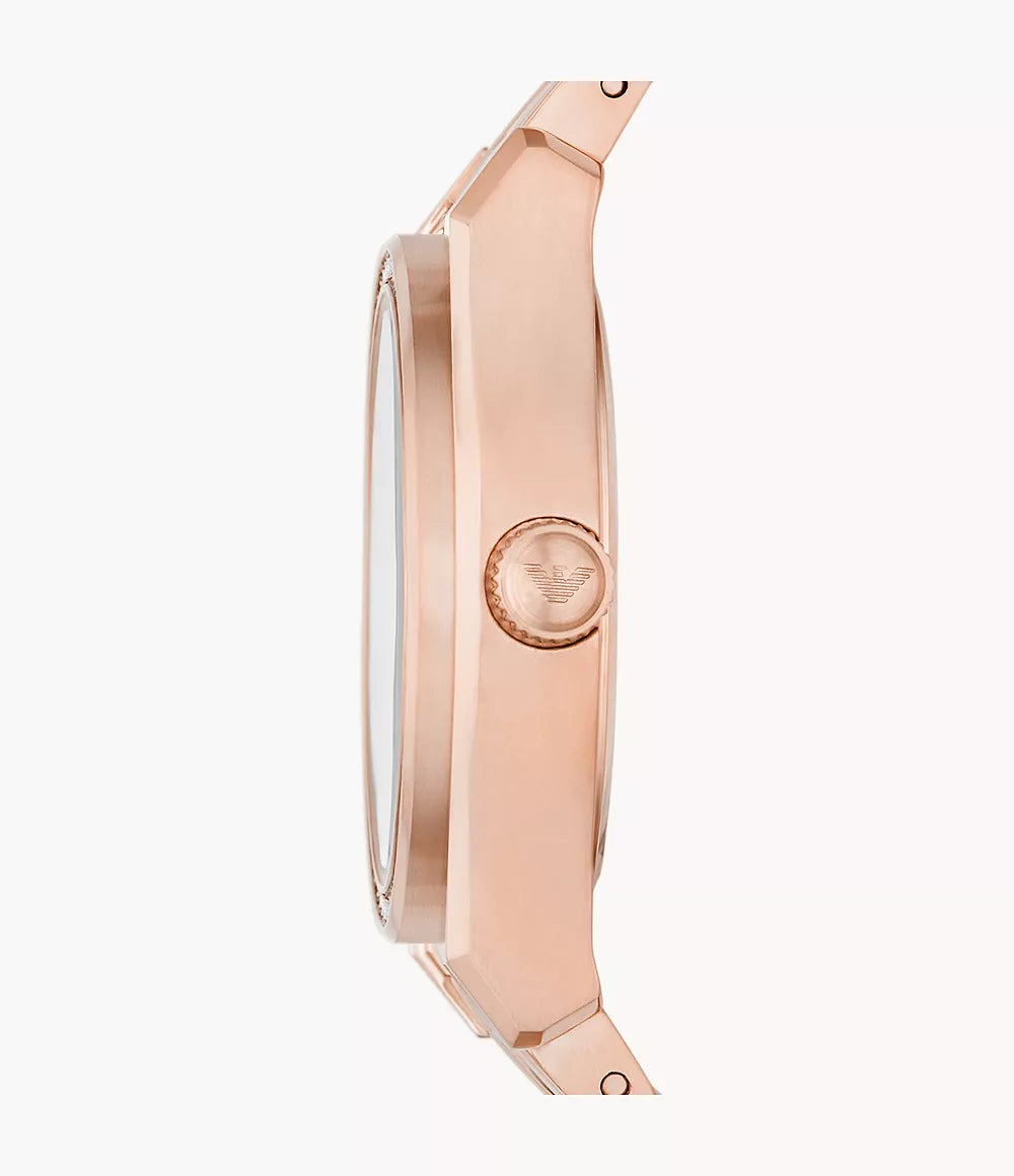Emporio Armani Three-Hand Date Rose Gold-Tone Stainless Steel Watch - Gold