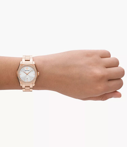 Emporio Armani Three-Hand Date Rose Gold-Tone Stainless Steel Watch - Gold