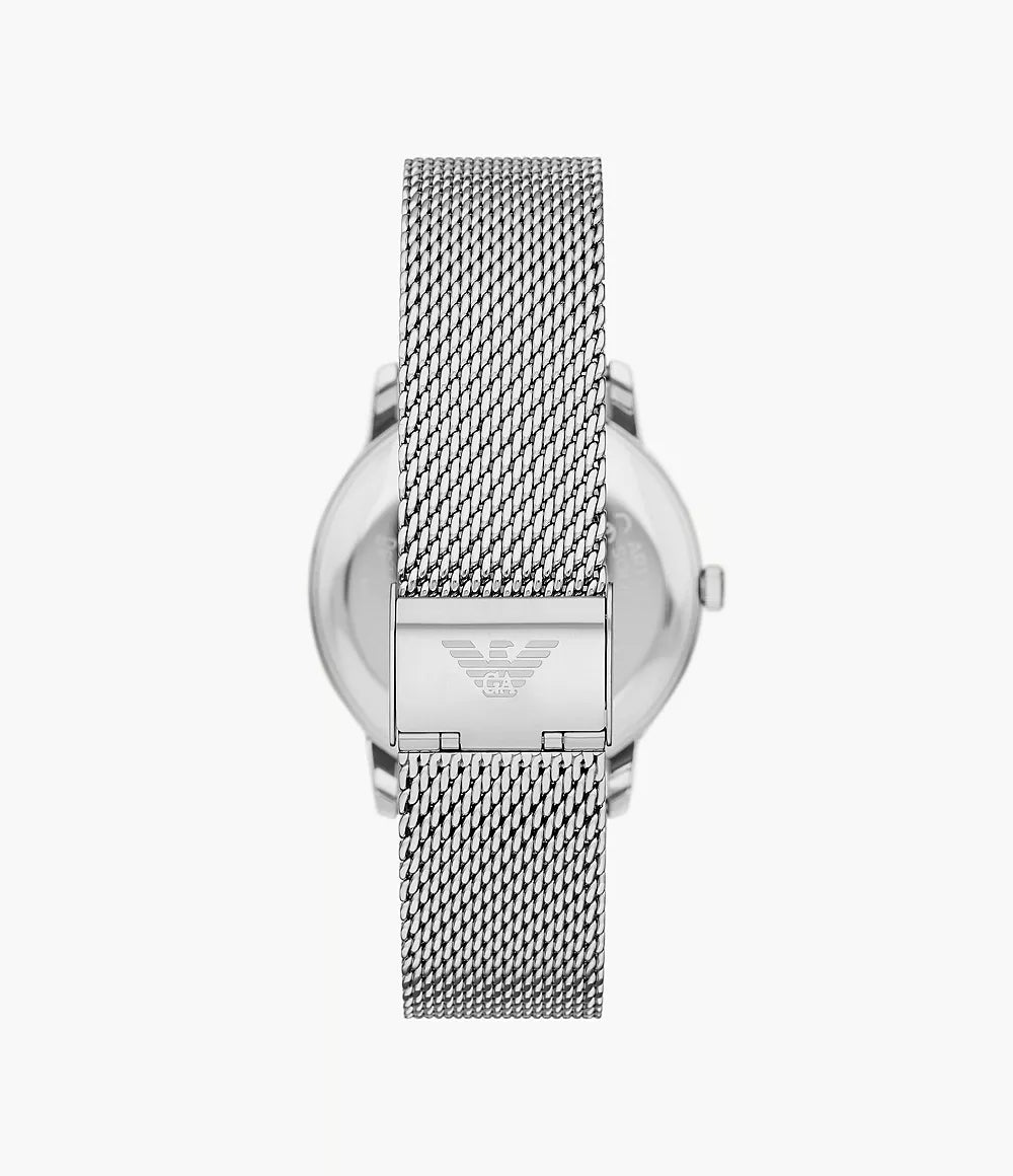 Emporio Armani Three-Hand Date Stainless Steel Mesh Watch - Silver
