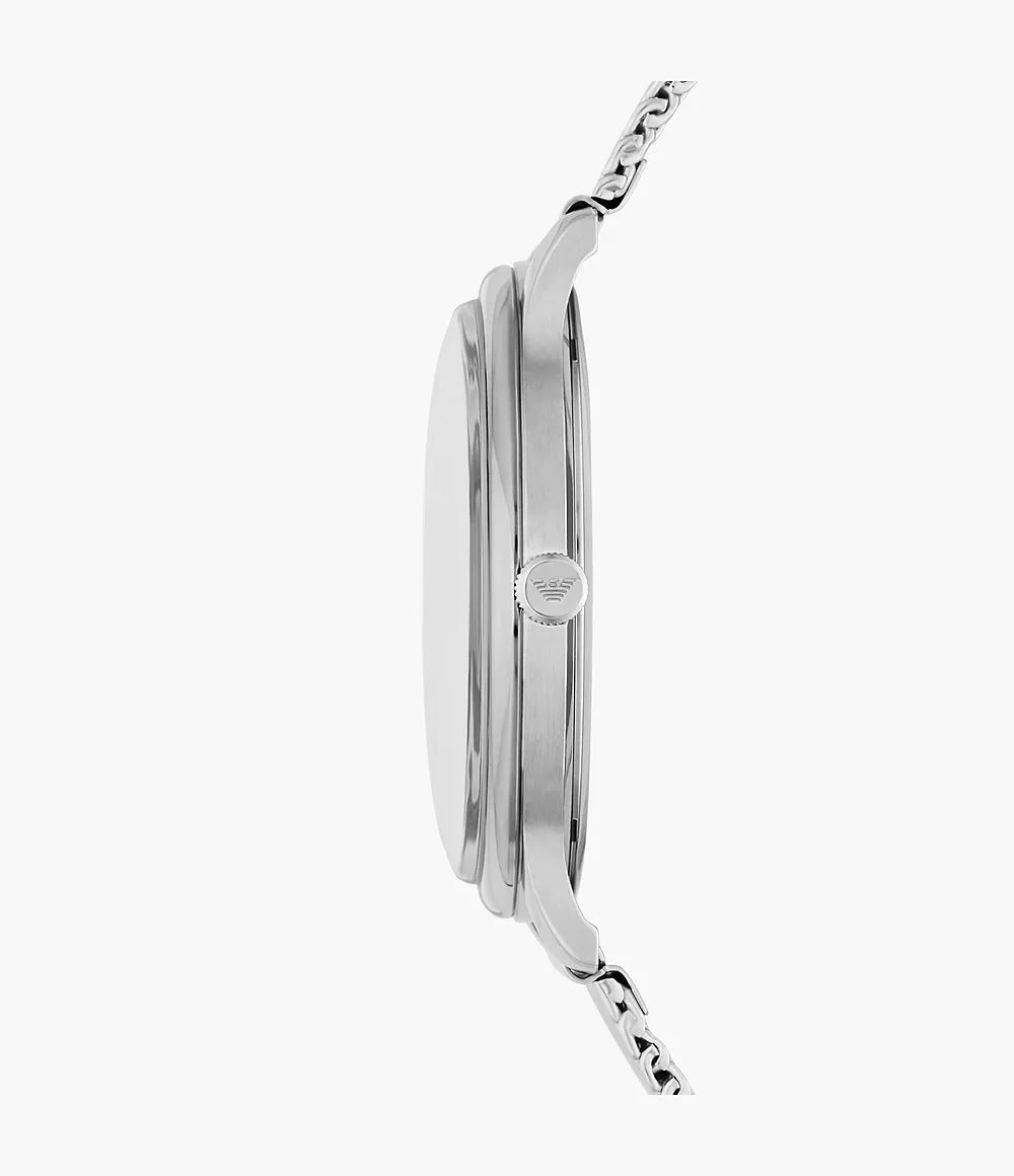 Emporio Armani Three-Hand Date Stainless Steel Mesh Watch - Silver