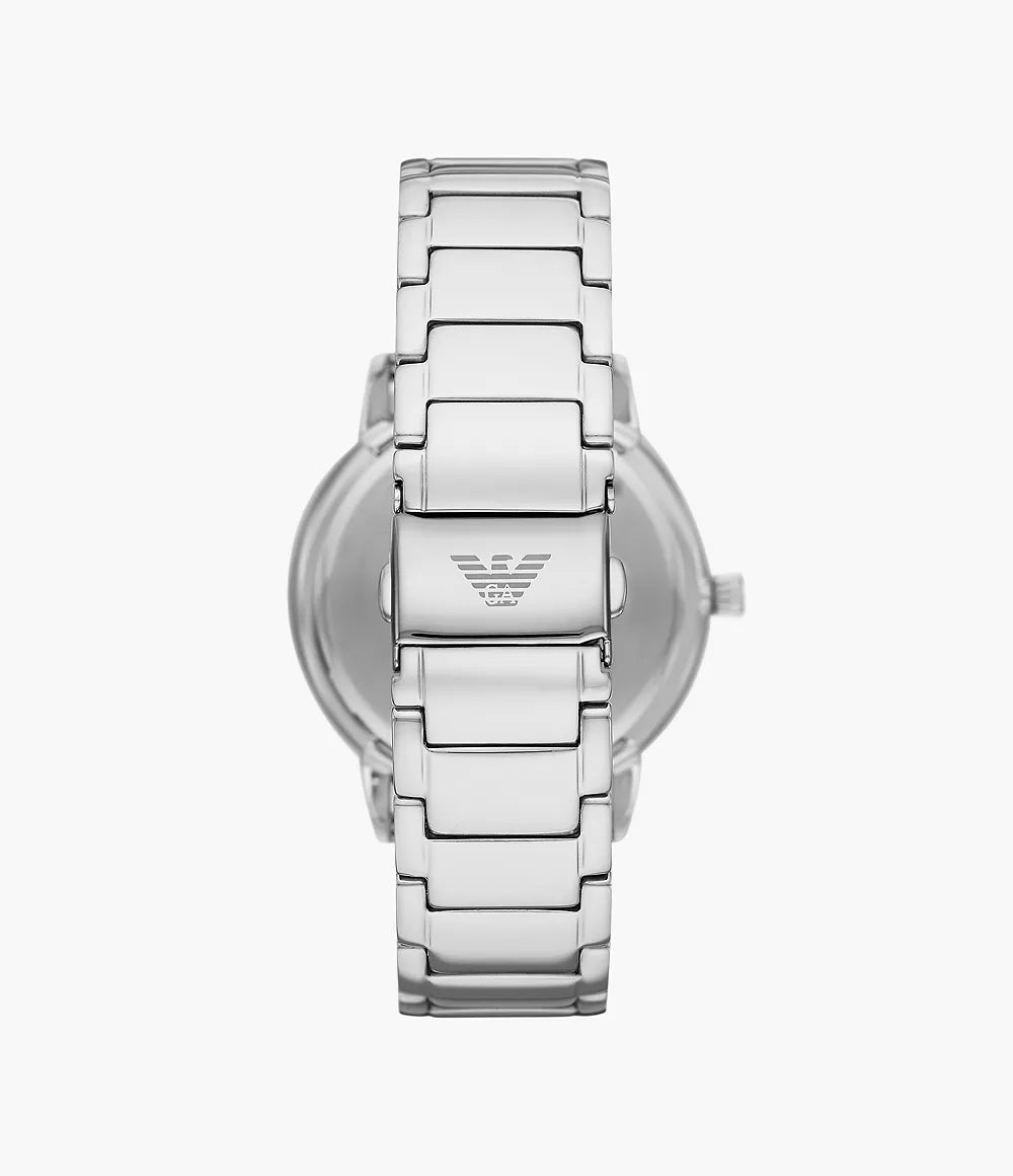 Emporio Armani Three-Hand Date Stainless Steel Watch - Silver