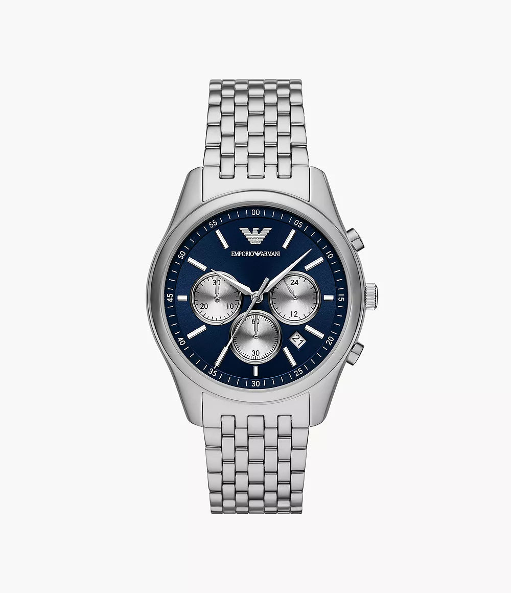 Emporio Armani Chronograph Stainless Steel Watch - Silver & Green