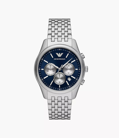 Emporio Armani Chronograph Stainless Steel Watch - Silver & Green