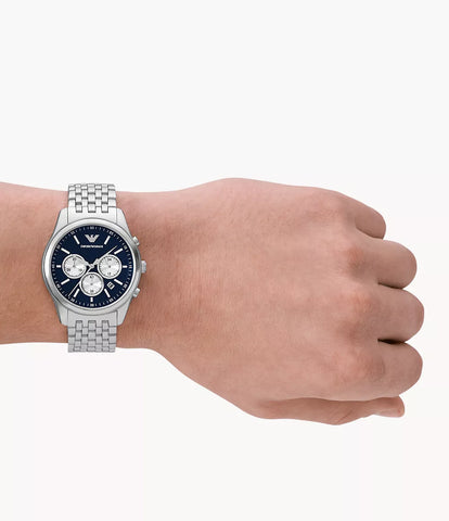 Emporio Armani Chronograph Stainless Steel Watch - Silver & Green