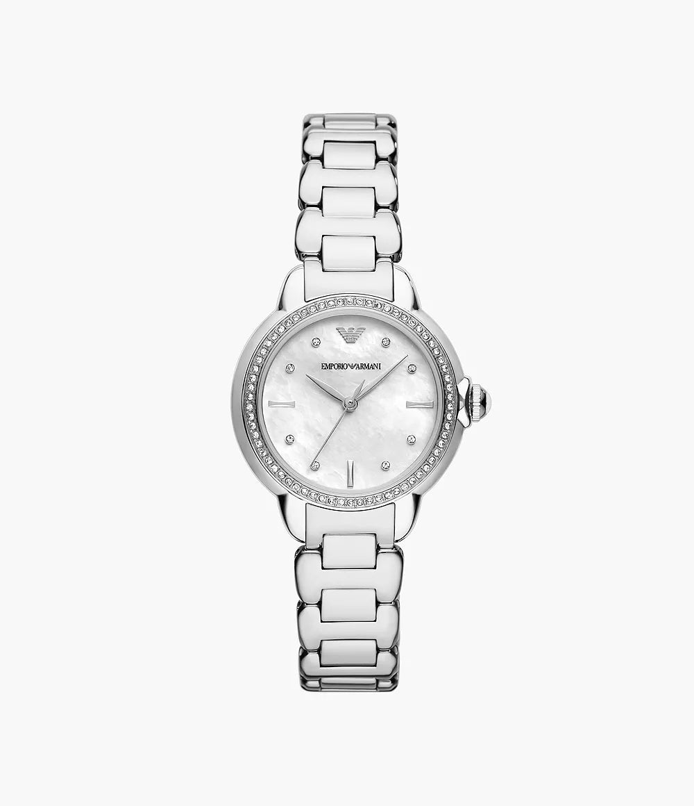 Emporio Armani Three-Hand Stainless Steel Watch - Silver