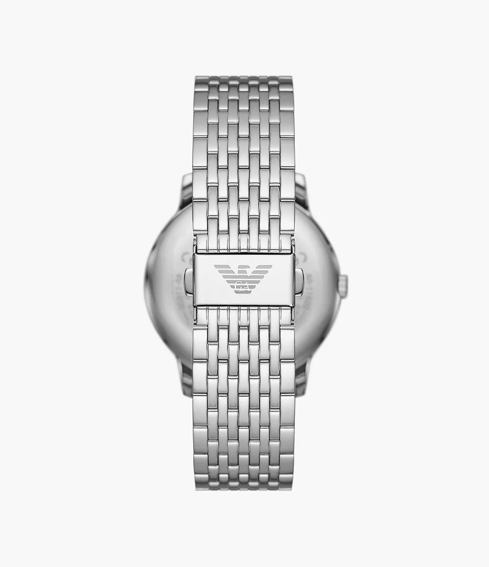 Emporio Armani Three-Hand Date Stainless Steel Watch - Silver