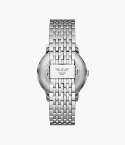 Emporio Armani Three-Hand Date Stainless Steel Watch - Silver