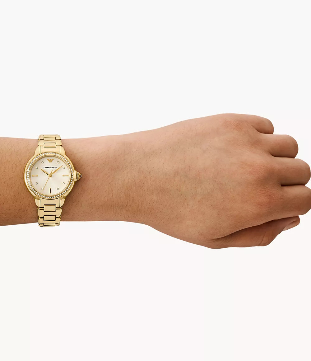 Emporio Armani Three-Hand Gold-Tone Stainless Steel Watch - Gold