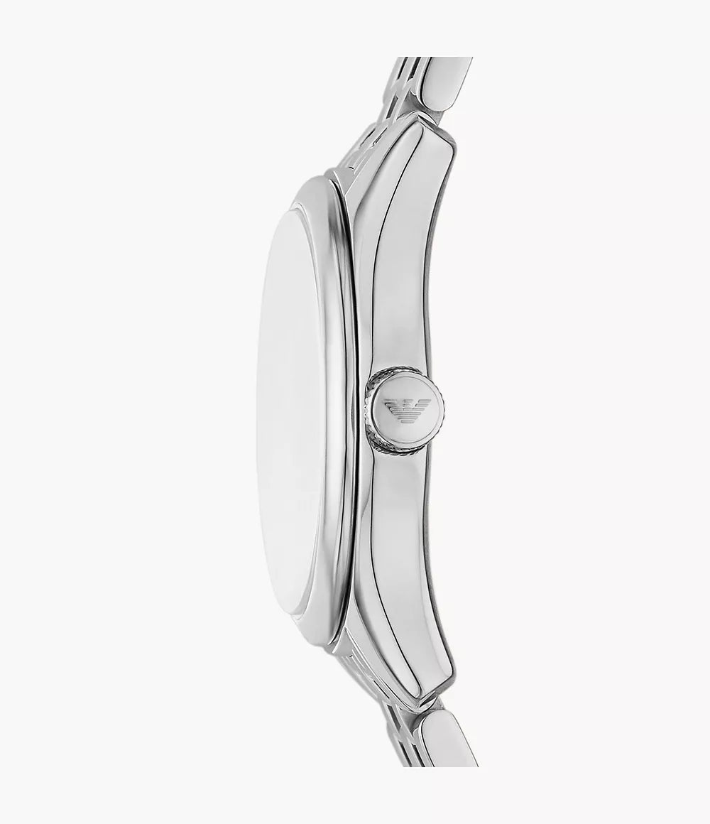 Emporio Armani Three-Hand Date Stainless Steel Watch - Silver
