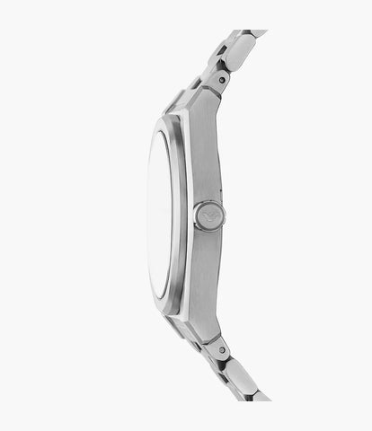 Emporio Armani Three-Hand Date Stainless Steel Watch - Silver