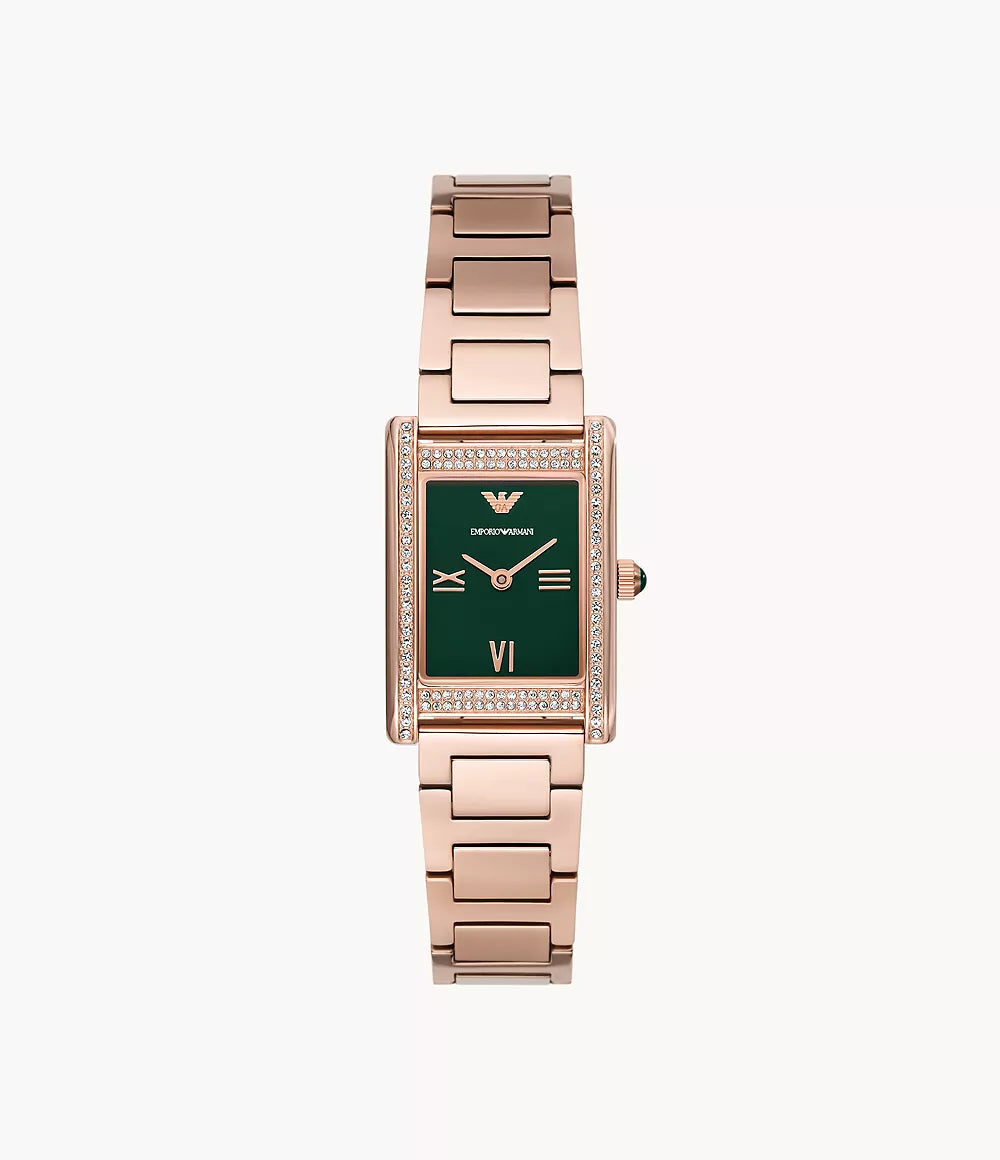 Emporio Armani Two-Hand Rose Gold-Tone Stainless Steel Watch - Gold