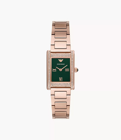 Emporio Armani Two-Hand Rose Gold-Tone Stainless Steel Watch - Gold