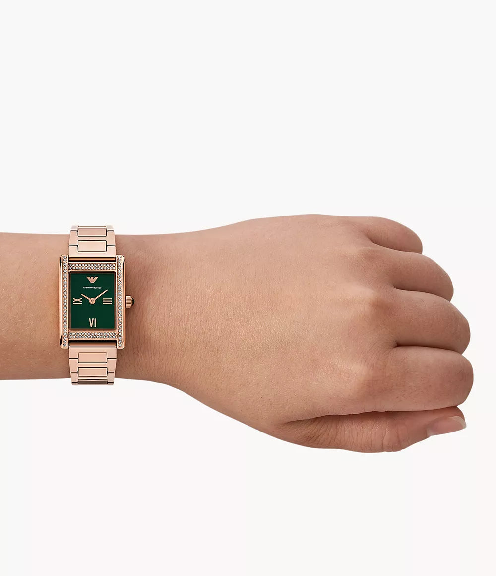 Emporio Armani Two-Hand Rose Gold-Tone Stainless Steel Watch - Gold