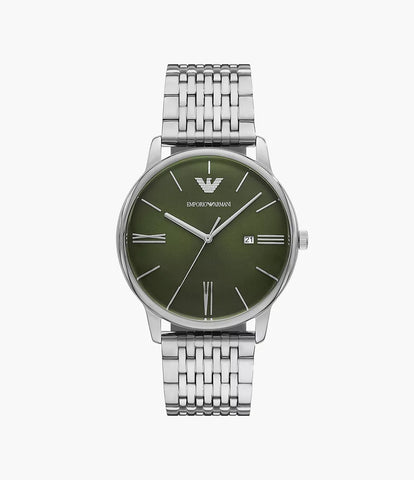 Emporio Armani Three-Hand Date Stainless Steel Watch